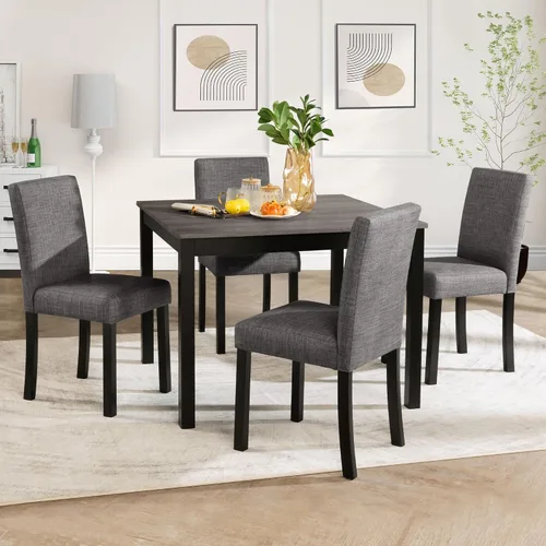 Vista 19 de Harper & Bright Designs Juego moderno de mesa de comedor de 5 piezas de madera para 4 - Mesa de cocina cuadrada pequeña de 34.5" y sillas