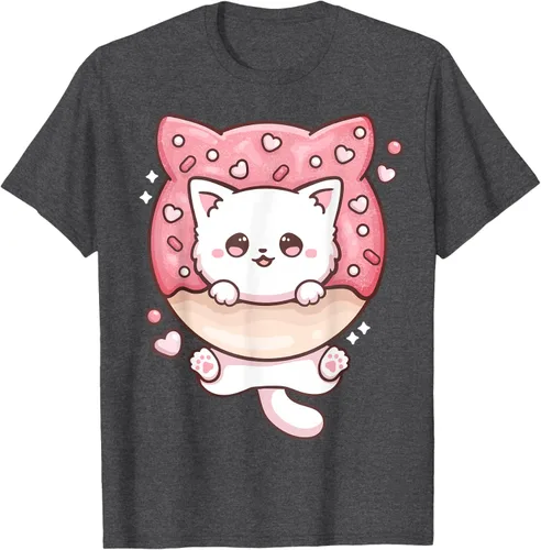Vista 27 de Camiseta Kawaii Cat Donut Anime Lover Otaku, Negro