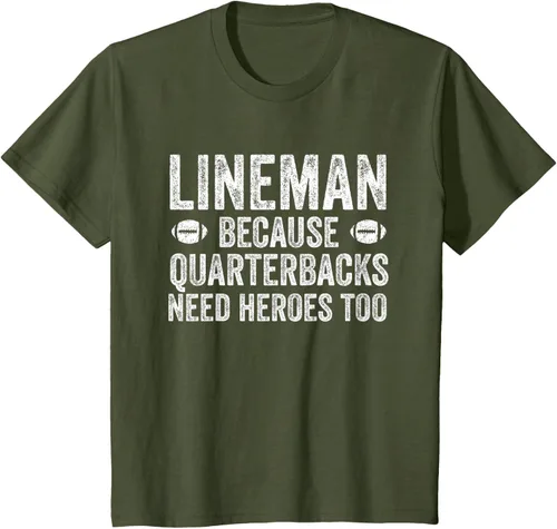 Vista 15 de Lineman Because Quarterbacks Need Heroes Camiseta de fútbol linieros S Negro