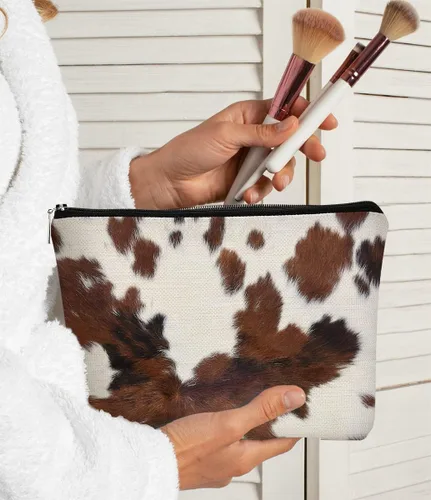 Vista 4 de Bolsa de maquillaje de vaca - Cosas de vaquera, regalos occidentales Vaqueras-1