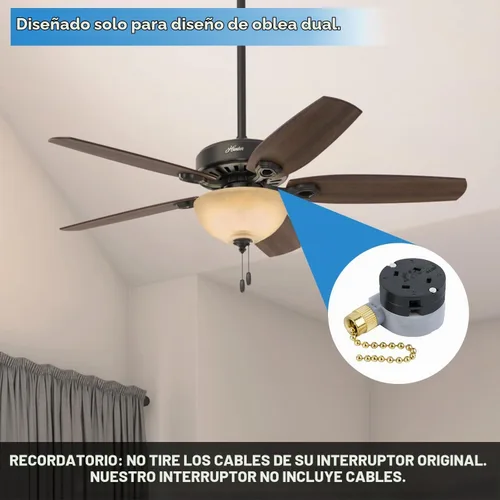Vista 5 de Interruptor de ventilador de techo Zing Ear ZE-208D Control de 3 velocidades 5-8 Cable Pull Chain Switch Accesorios Ventiladores Pieza de repuesto