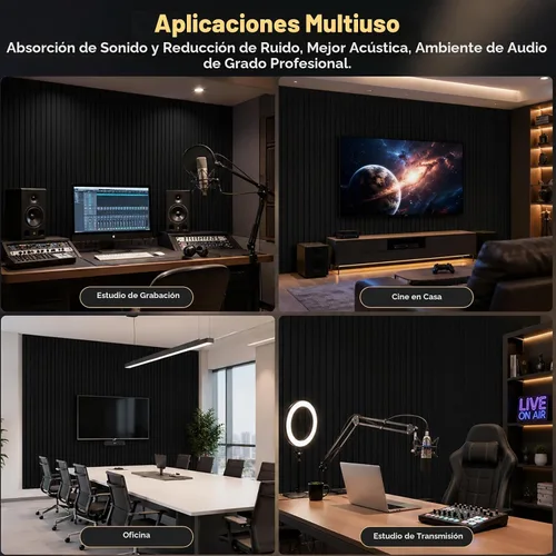 Vista 4 de 6 paneles acústicos, paneles de pared de espuma insonorizados de 48 x 24 x 1 pulgadas, panel de espuma de estudio de espuma de alta densidad