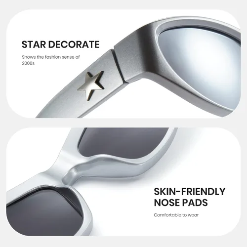 Vista 6 de Cyxus Oversize Square Y2K Mujeres Hombres Moda Gafas de sol Deporte Gafas de sol para Pesca senderismo Ciclismo