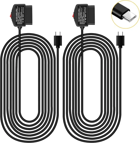 Vista 6 de Cable de alimentación OBD para cargador de cámara de tablero OBD2 a USB, 24 horas de vigilancia/modo Acc con botón de interruptor, adaptador