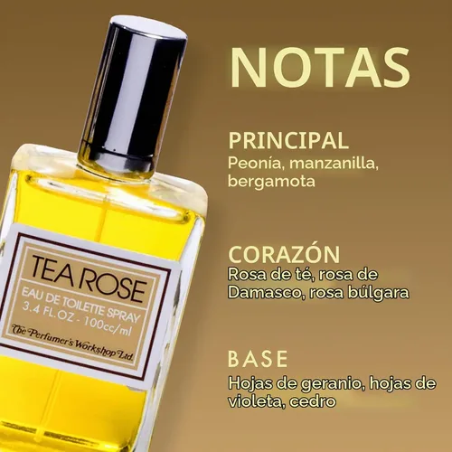 Vista 4 de Perfumer's Workshop Tea Rose Eau de Toilette en espray para mujer, perfume clásico floral rosa, 3.4 onzas líquidas