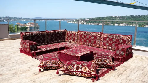 Vista 2 de arabicsofa Juego de Sofá Majlis Árabe de Esquina en Forma de L – Cojín Modular de Piso con Almohadas de Respaldo