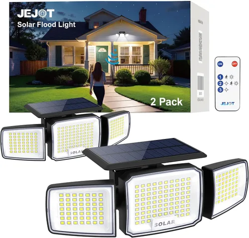Vista 12 de JEJOT Paquete de 6 luces solares con sensor de movimiento para exteriores, impermeables, 270° de ángulo amplio, 3 modos, luces solares de pared
