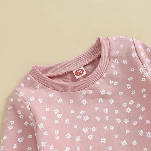 Vista 4 de Ropa para bebé recién nacida, atuendo de margaritas, camiseta de manga larga, pantalones, ropa de otoño e invierno