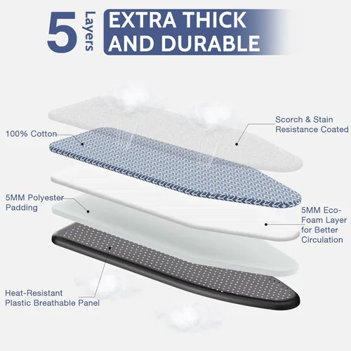 Vista 4 de APEXCHASER Tabla de planchar plegable tamaño matrimonial 43 x 13, altura Azul