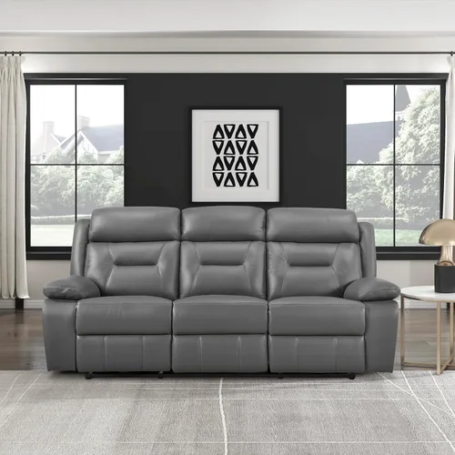 Vista 6 de Lexicon Sofá Reclinable Doble Eléctrico, Sofá Reclinable de Cuero de Grano Superior Combinado con Reposabrazos de Parte Superior Acolchada, Asientos