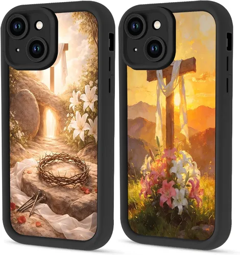 Vista 17 de Paquete de 2 fundas protectoras para iPhone 8 Plus/7 Plus de 5.5 pulgadas con collage de versículos bíblicos de Jesús para mujeres y niñas, diseño