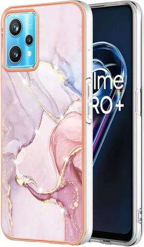 Vista 10 de Funda de teléfono para Realme 9 Pro Plus 0.18 oz Clear Siliocne Edge, diseño de mármol rosa elegante para Realme 9 Pro Plus, a prueba de golpes
