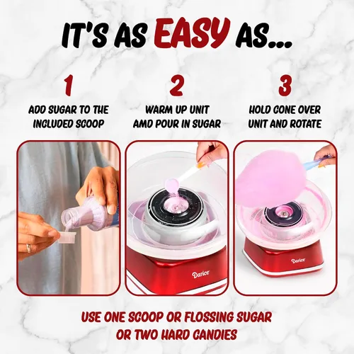 Vista 11 de Darice Máquina de algodón de azúcar – Retro Cotton Candy Maker – Máquina para hacer dulces caseros – Ideal para cumpleaños, fiestas, reuniones