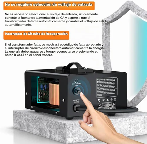 Vista 5 de Transformador Convertidor de Voltaje de 1000W Paso Arriba 110V/120V a 220V/240V o Paso Abajo 220V a 110V Convertidor de Potencia AC, Protección