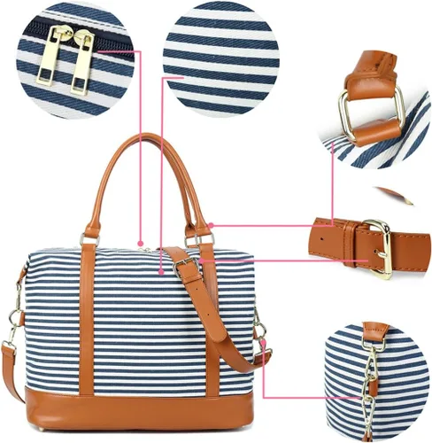 Vista 48 de BLUBOON Bolsas de viaje con cremallera, bolsa de lona para mujer, bolsa de fin de semana para mujer, bolsa de lona para llevar en la bolsa de lona