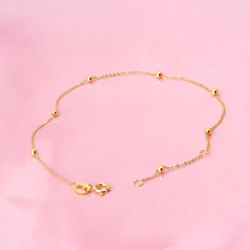 Vista 5 de Pulseras sólidas de oro de 14 K, 18 quilates para mujeres, pulsera fina de oro real