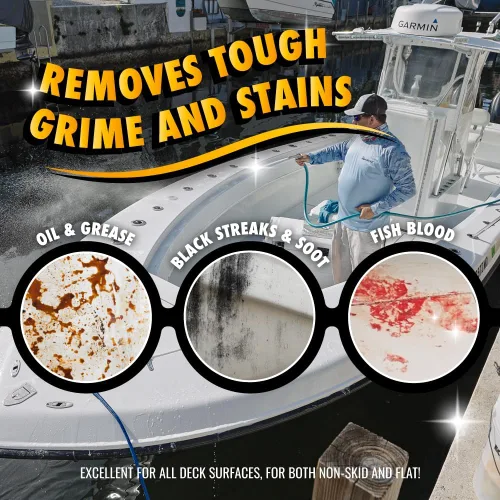 Vista 2 de BooYah Clean Limpiador de cubiertas: funciona en superficies antideslizantes y planas para eliminar la suciedad, manchas, sangre de pescado, aceite