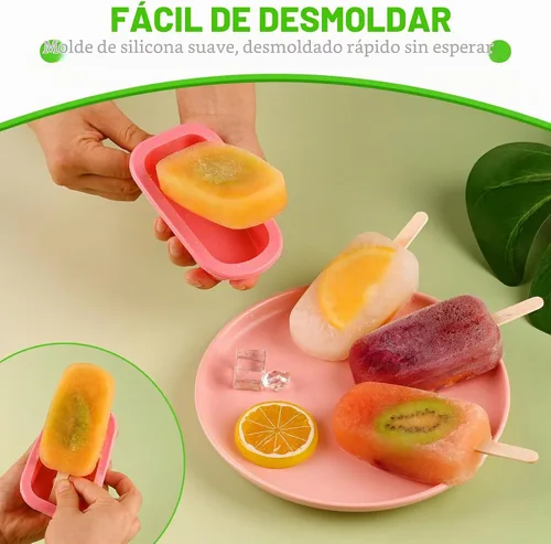 Vista 6 de WMKGG - Moldes apilables de silicona para paletas con tapas, 4 moldes para helados