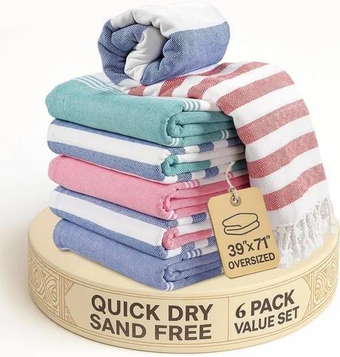 Vista 74 de LANE LINEN Toalla de Playa, Paquete de 2 Toallas de Playa de Gran Tamaño, 39"x71", Toallas de Piscina de Secado Rápido para Adultos, Absorbentes a