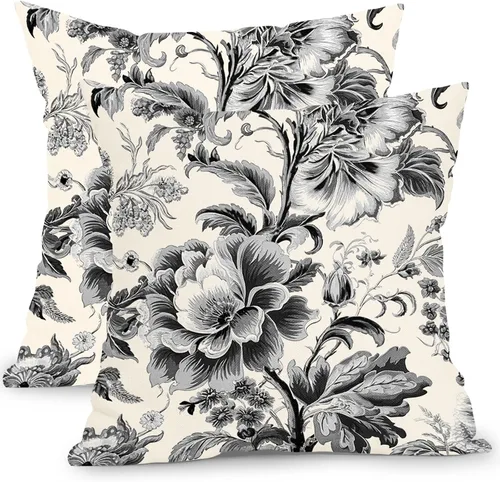 Vista 16 de Fundas de cojín decorativas primavera-verano 40x40 cm, juego de 2 fundas de cojín verdes con flores botánicas, fundas de cojín decorativas para Aqua