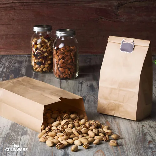 Vista 2 de Culinware Bolsas de papel kraft de 2 libras, bolsas de papel marrón duraderas para aperitivos, sándwich, pasteles, palomitas de maíz, comestibles