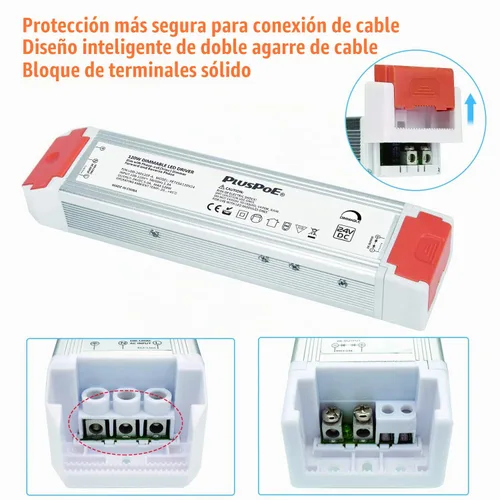 Vista 3 de PLUSPOE Controlador LED regulable de 24 V 120 W, transformador de fuente de alimentación de bajo voltaje de 110 V CA a 24 V CC para tiras de luces