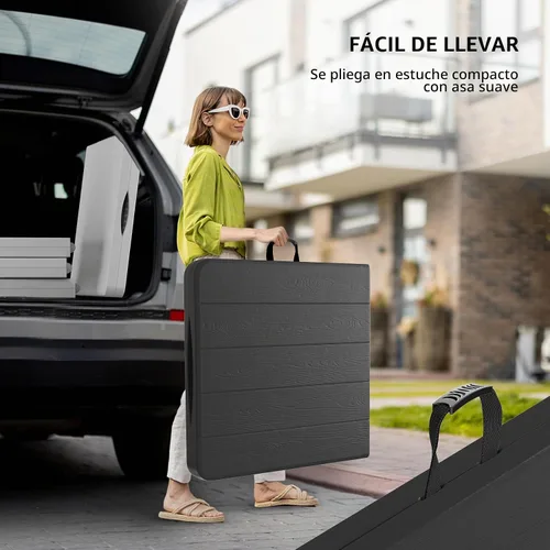 Vista 5 de Vingli - Mesa plegable de 4 pies de plástico para camping, altura ajustable en 3 niveles, portátil para interiores/exteriores, mesa de fiesta Negro