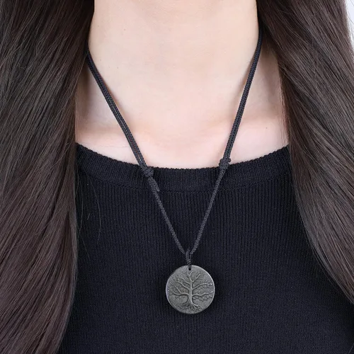 Vista 4 de COAI Collar de obsidiana de cristal curativo del árbol de la vida