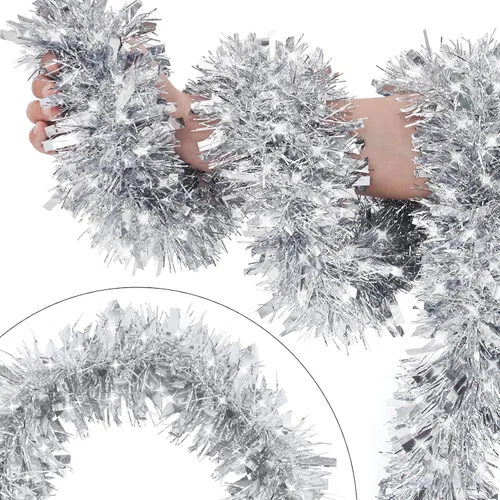 Vista 10 de Guirnalda de oropel azul metálica de 33 pies para árbol de Navidad, guirnalda brillante con torsión para decoraciones de árbol de Navidad, guirnalda