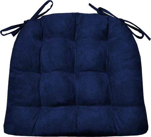 Vista 55 de Barnett Almohadilla para silla de comedor con lazos. Gamuza microfibra, microgamuza, reversible, relleno de espuma de látex, se puede lavar a Negro