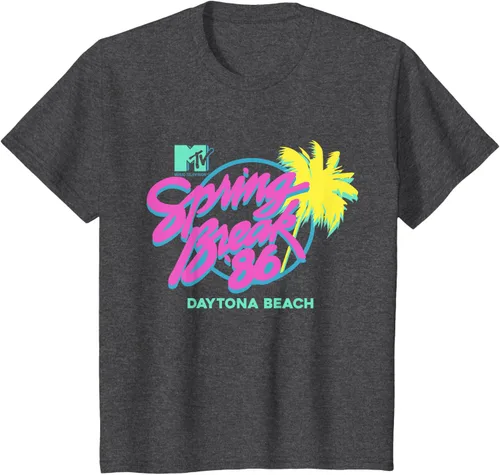 Vista 33 de MTV Camiseta de cuello redondo de ajuste clásico - Spring Break Daytona Beach, negro, adulto, manga corta, algodón y poliéster