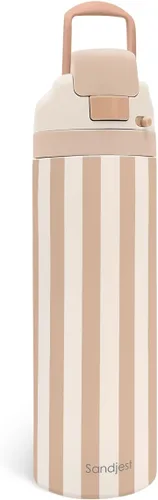 Vista 22 de Botella de agua de acero inoxidable con bandera estadounidense, aislada al vacío, tapa de botón, 32 onzas, regalos para patriota 4 de julio
