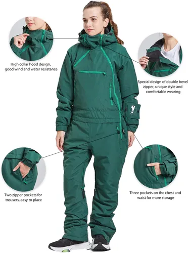 Vista 4 de BUMDEEP Womens One Pieces Ski Suits Jumpsuits Snowsuits Snowboard Winter Outdoor Waterproof Jackets