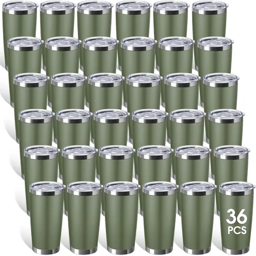 Vista 16 de Sieral 36 Pack Stainless Steel Tumblers Bulk with Lids, 20 oz, Cool Color Color fresco
