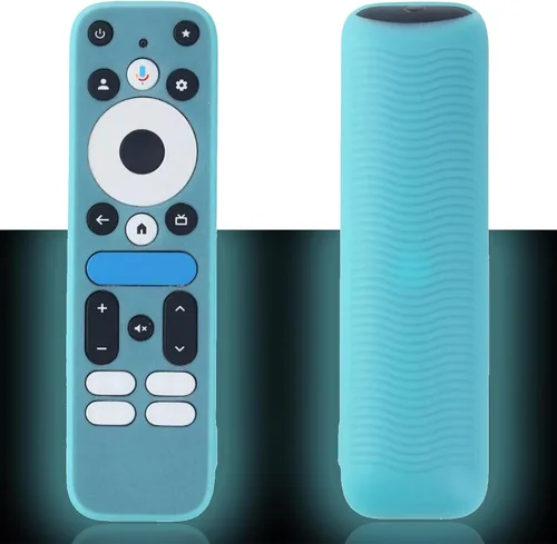 Vista 12 de Funda protectora de silicona azul con correa para 2025 Onn Google TV Box 4K pro Remote, a prueba de golpes, cubierta antisuciedad para controlador