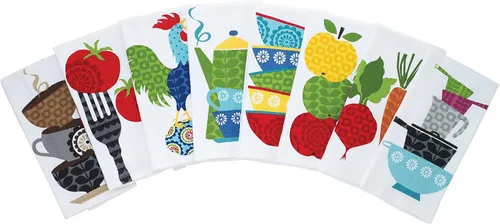 Vista 8 de T-fal Textiles Toalla de cocina de algodón tejido con estampado de doble cara, 16 x 26 pulgadas, estampado de tenedor