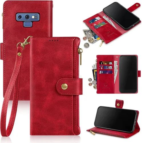 Vista 8 de Antsturdy Funda compatible con Samsung Galaxy Note 9 con tarjetero para mujeres y hombres, funda de teléfono con bloqueo RFID, de piel sintética