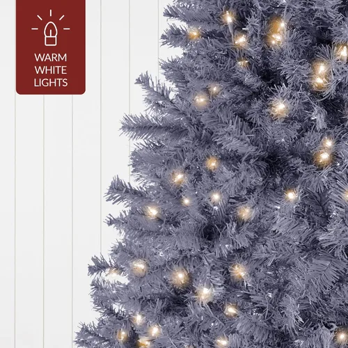 Vista 131 de Best Choice Products Árbol de Navidad azul bebé preiluminado de 6 pies, decoración navideña artificial completa con 947 puntas de rama, 250 luces