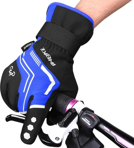 Vista 8 de INBIKE Guantes de ciclismo para hombres invierno a prueba de viento reflexivo almohadillas de gel térmico pantalla táctil