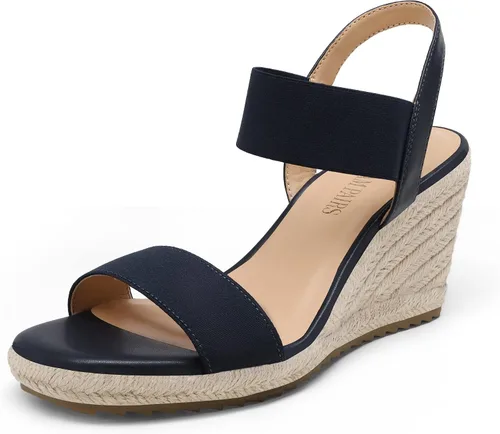 Vista 9 de DREAM PAIRS Sandalias de verano con plataforma de cuña para mujer Negro