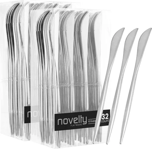 Vista 13 de Novedad moderna cubiertos, cubiertos, tenedores desechables de plástico de lujo plateado 32