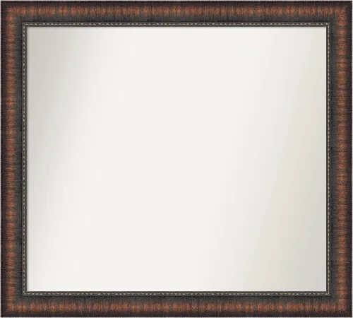Vista 113 de Amanti Art Espejo de baño marrón para sobre el fregadero, 24 x 24 pulgadas, espejo de tocador cuadrado marrón Caleb, marco de madera rústica
