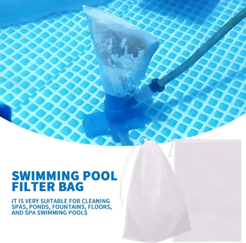 Vista 5 de Paquete de 6 bolsas de filtro de malla fina de 24 x 16 pulgadas para aspiradores de hojas, bolsa de repuesto de red para aspiradora de piscina
