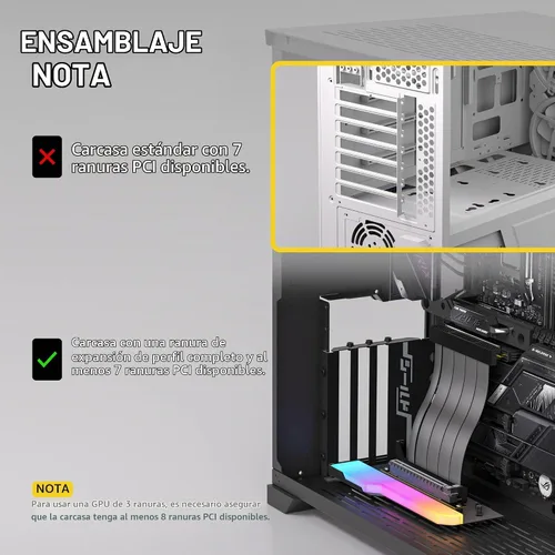 Vista 2 de EZDIY-FAB Montura Vertical de GPU con Cable Riser PCIE 4.0 de Alta Velocidad, Módulo ARGB, Extensión Flexible de 115mm/4.52in, Conector de 90 Negro