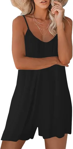 Vista 2 de Womens Summer Casual Sleeveless Strap Loose Adjustable Jumpsuits Stretchy Shorts Romper with Pockets