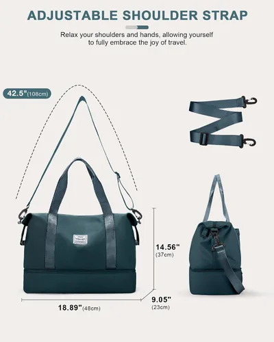 Vista 6 de Bolsa de viaje para mujer, bolsa deportiva para gimnasio, E3-Azul oscuro