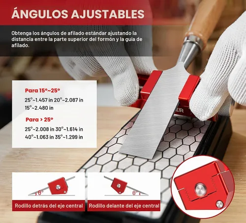 Vista 3 de Saker Piedra de afilar con herramienta de guía de afilado, juego de cinceles para carpintería, piedra aplanadora, sistema completo de afilado