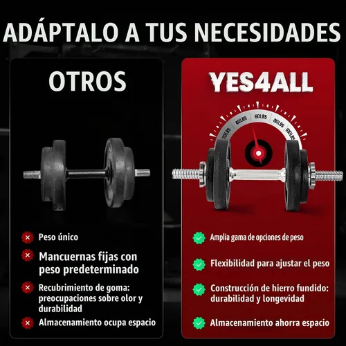 Vista 5 de Yes4All Old School Adjustable Dumbbell Set with Weight Plates, Star Lock Collars/Connector, 40lbs to 200lbs Adjustable Weight Plates Set