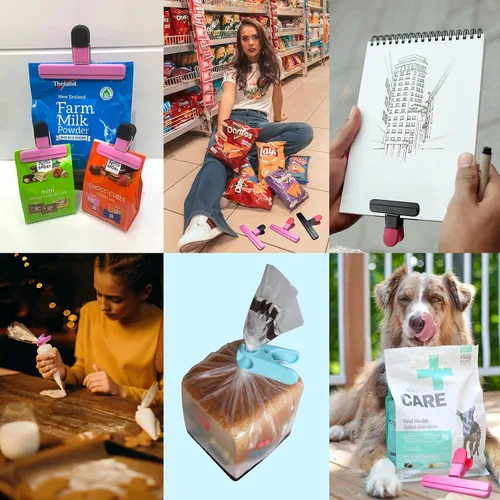 Vista 6 de Paquete de 11 clips para bolsas de alimentos para paquetes de alimentos, bolsas de almacenamiento de papas fritas, resistentes para aperitivos, 6