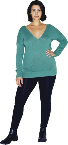 Vista 5 de American Apparel Suéter básico de punto de manga larga en V para mujer